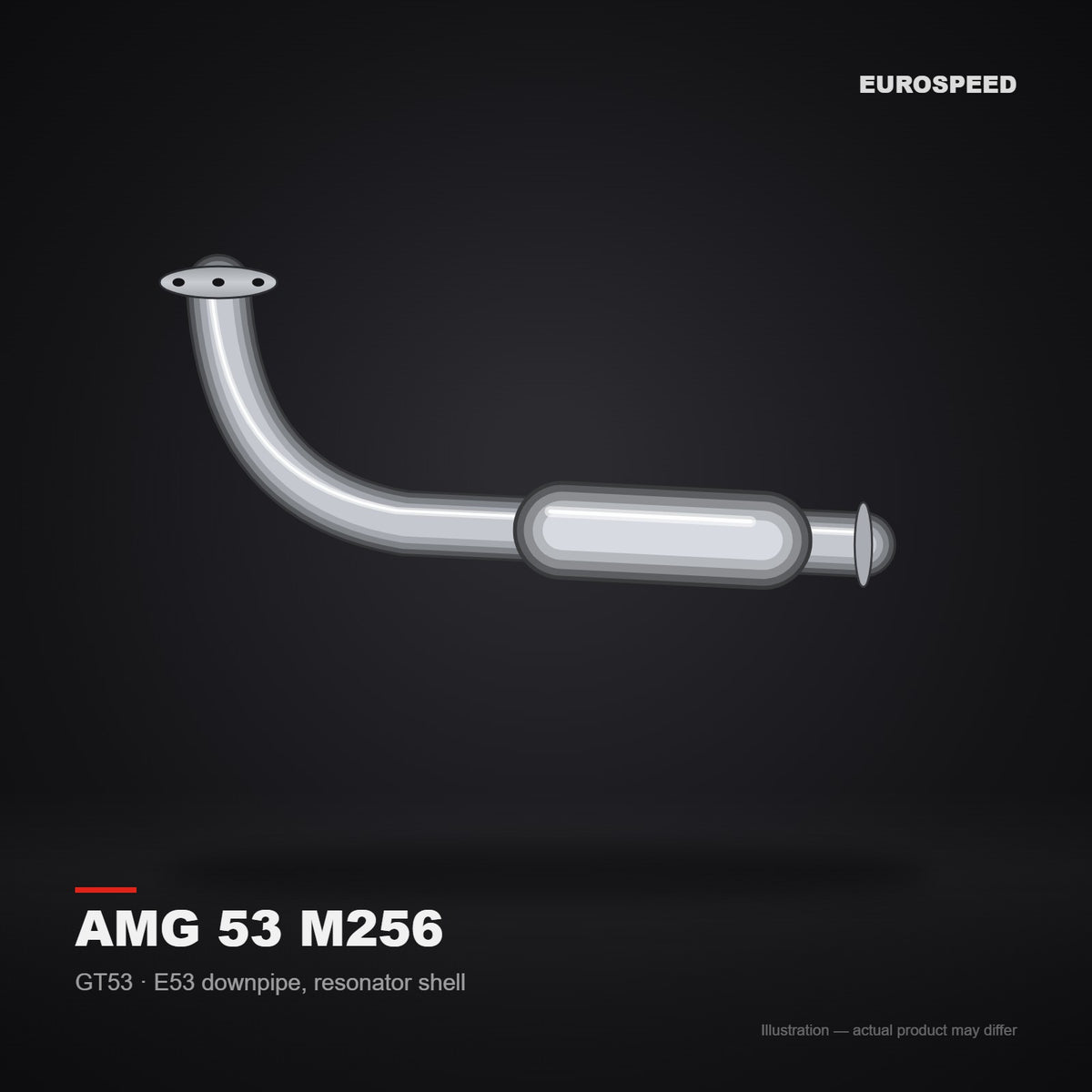 2019+ Mercedes‑Benz GT50/GT53/E53 3.0T Downpipe with Resonator Shell (China 6 Emissions) (illustration)