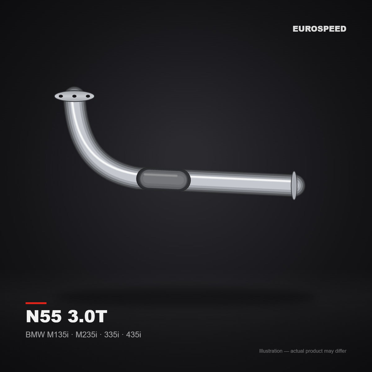 2014+ BMW M135i/M235i/M435i F20/F21/F22/F30/F32/F33/F87 N55 3.0T Downpipe with Reducer (illustration)