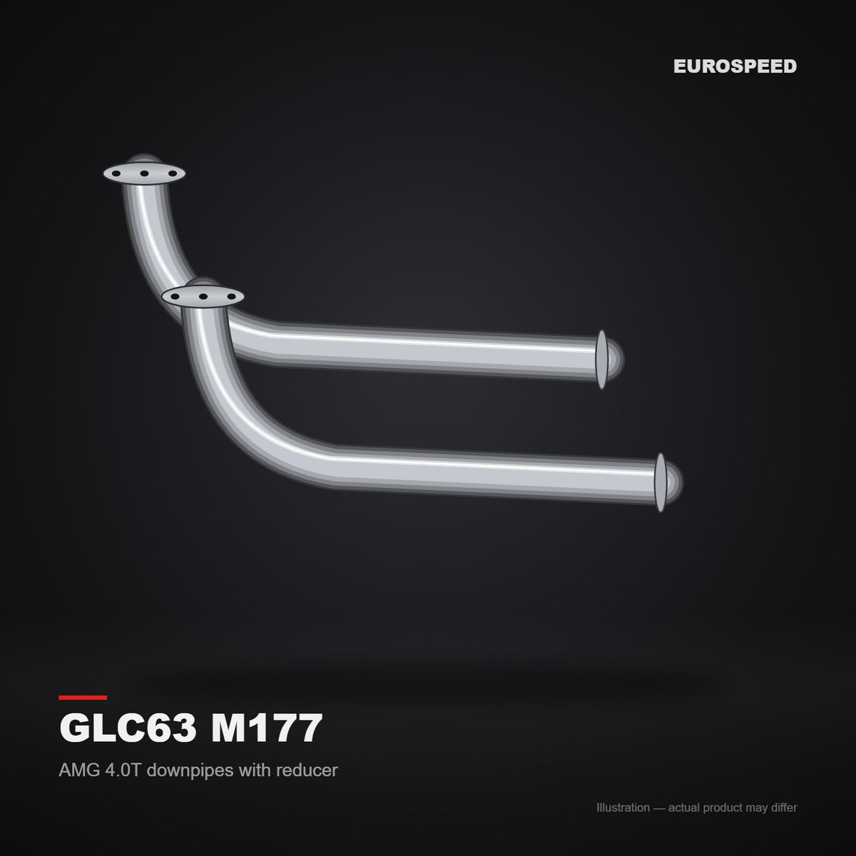 2018+ Mercedes‑Benz AMG GLC63 M177 Downpipe with Reducer (illustration)