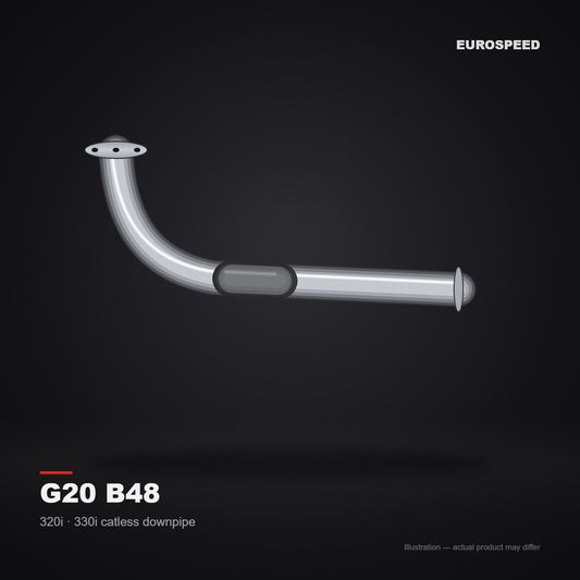 2020–2023 BMW 3 Series G20 B48 320i/325i/330i Catless Downpipe (Front Section) (illustration)